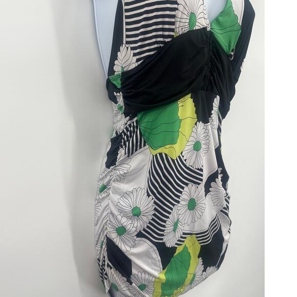 Vintage Forever Y2K Halter Top Sz L Daisy Retro Hippie Pinup 90s Ruched Babydoll - Picture 3 of 9